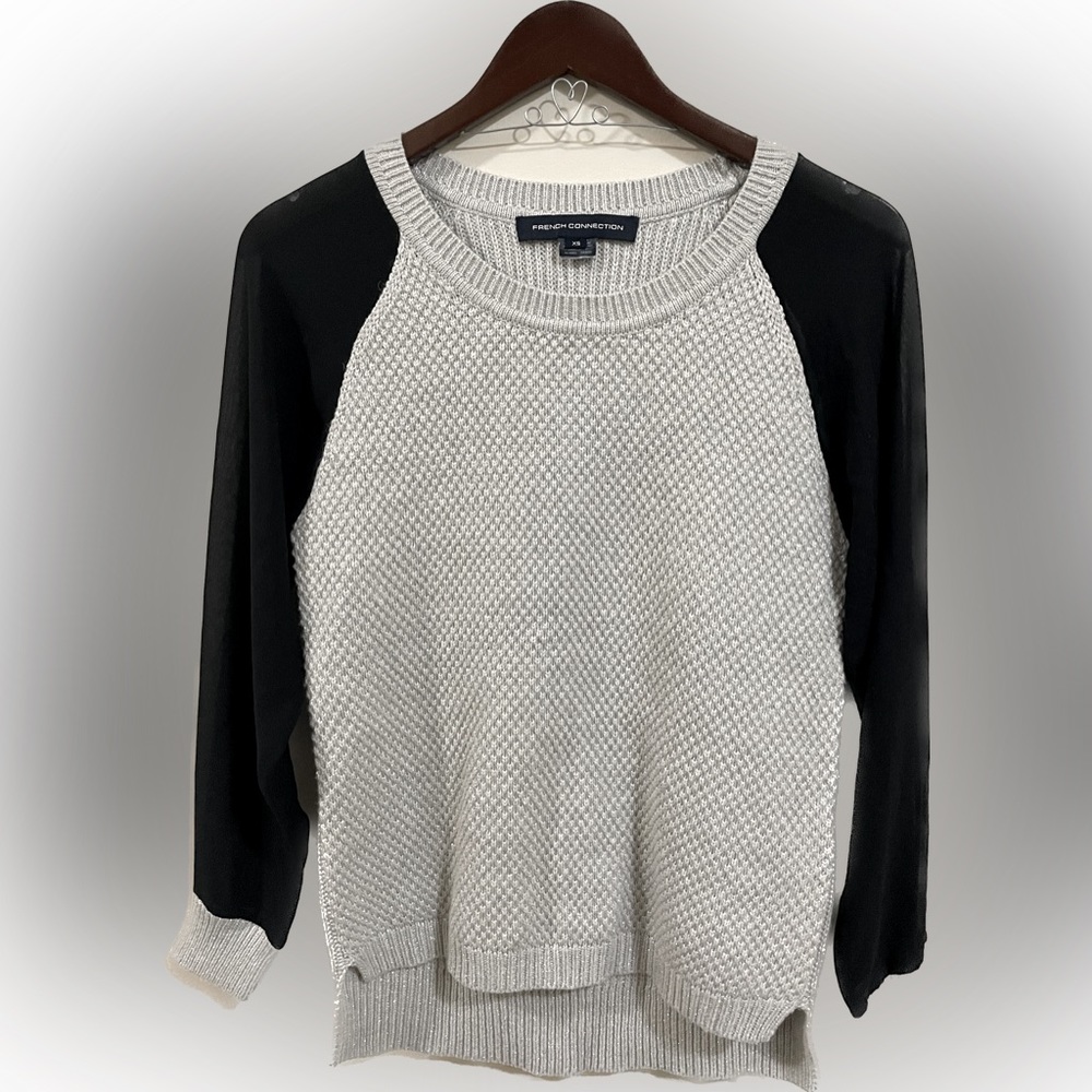 French Connection sheer long sleeve sweater. Size XS